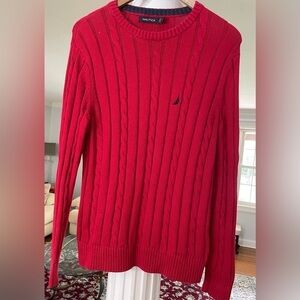 Natica men’s long sleeve Crew neck red cotton knit sweater, size small